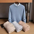 Men's Cable Knit Crew Sweater in Blue