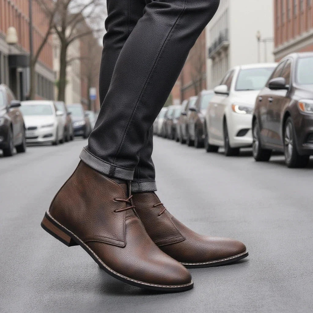 Men's Leather Chukka Boots in Dark Brown