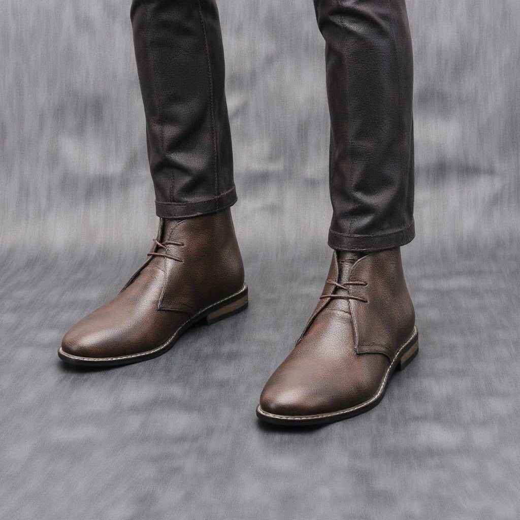 Men's Leather Chukka Boots – Round Toe Detail