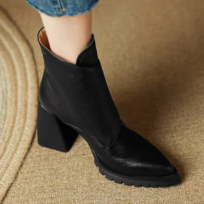 Women's faux leather ankle boots in khaki with buckle strap