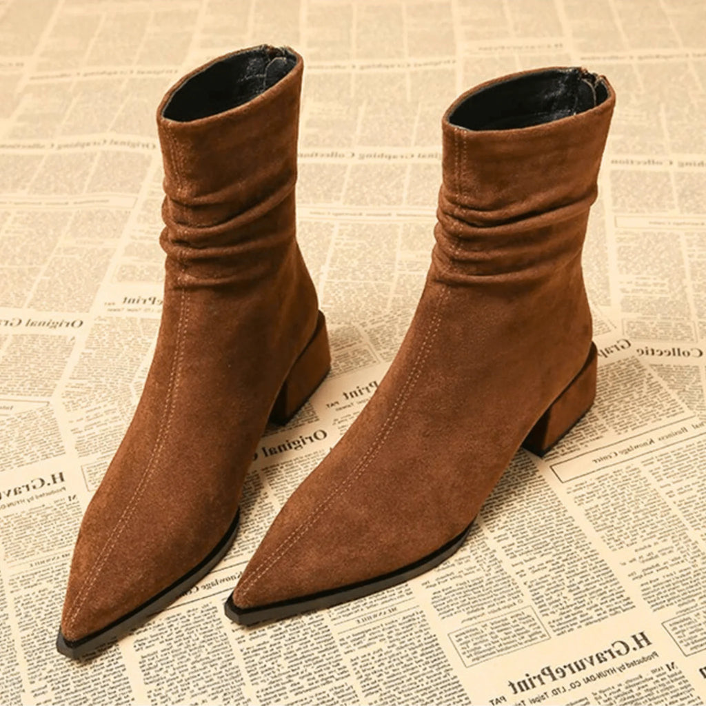 Women's Pointed-Toe Ankle Booties in Brown