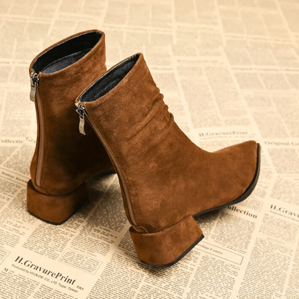 Women's Pointed-Toe Ankle Booties – Heel Detail
