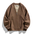 Men's V-Neck Full-Zip Cardigan in Brown