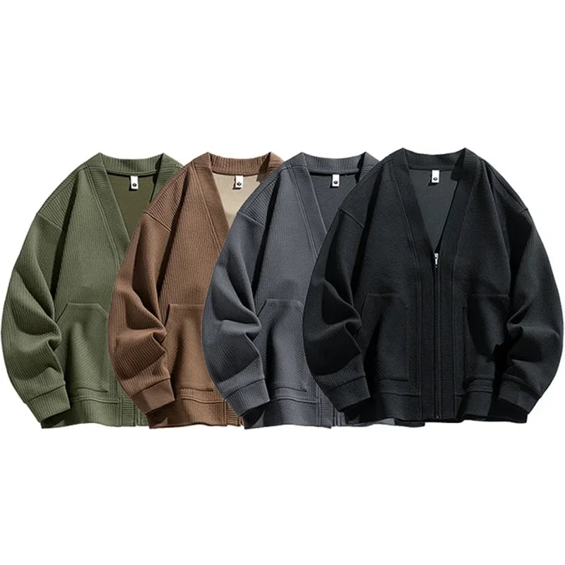 Men's V-Neck Full-Zip Cardigan – Zip Detail
