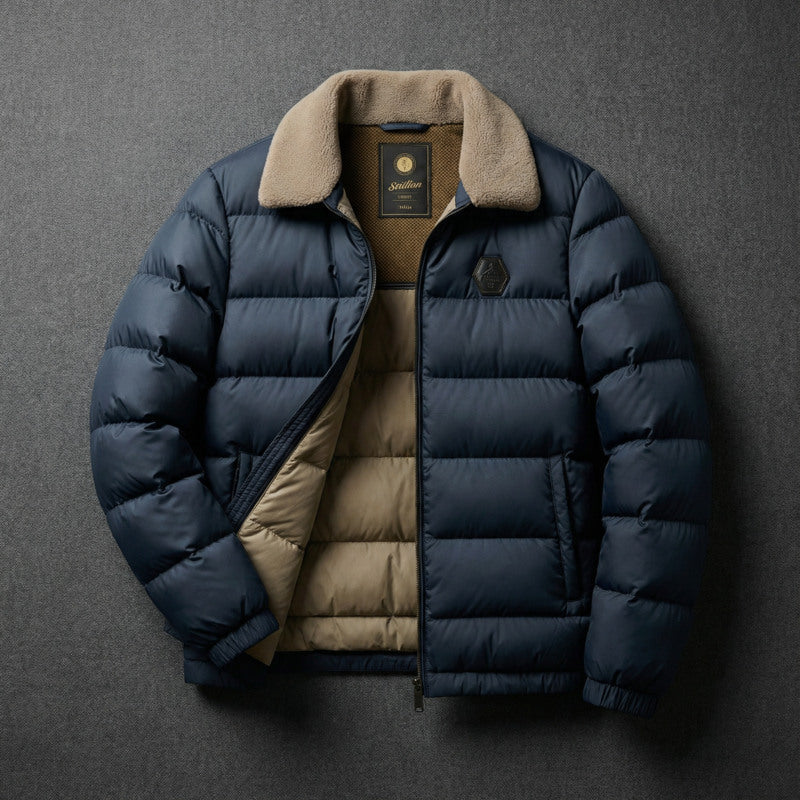 Men's Lightweight Down Jacket in Dark Navy Blue