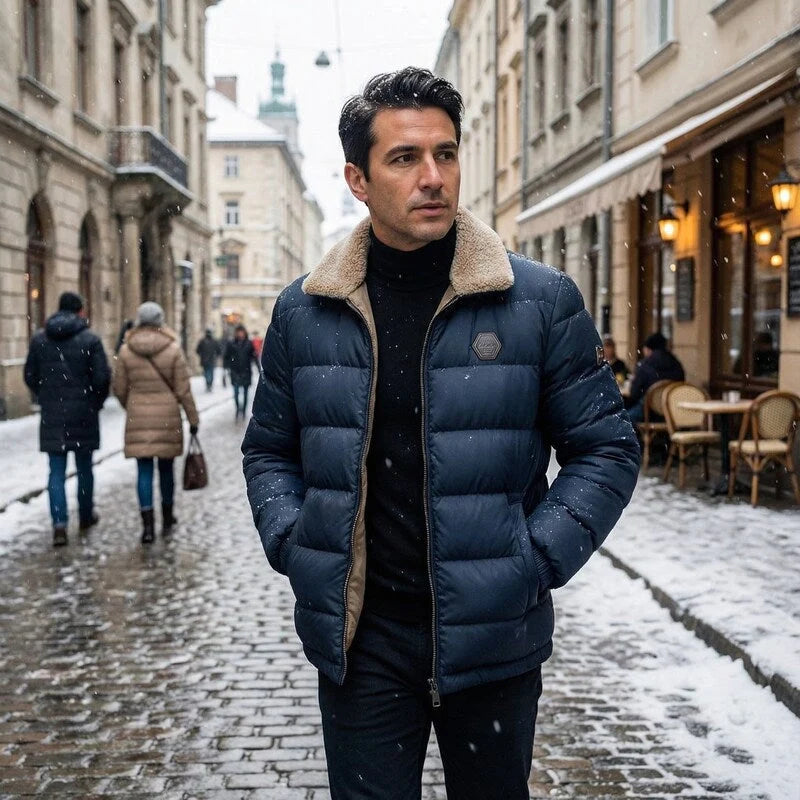 Men's Lightweight Down Jacket in Olive Green