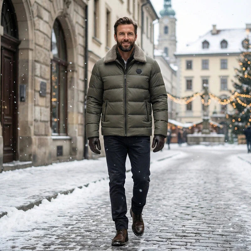 Men's Lightweight Down Jacket – Collar Detail