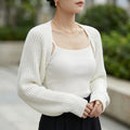 Women's Ribbed Knit Sweater Shrug in White