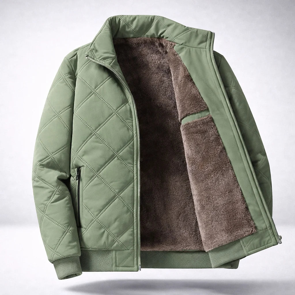 Men's Sherpa-Lined Quilted Bomber in Vintage Black