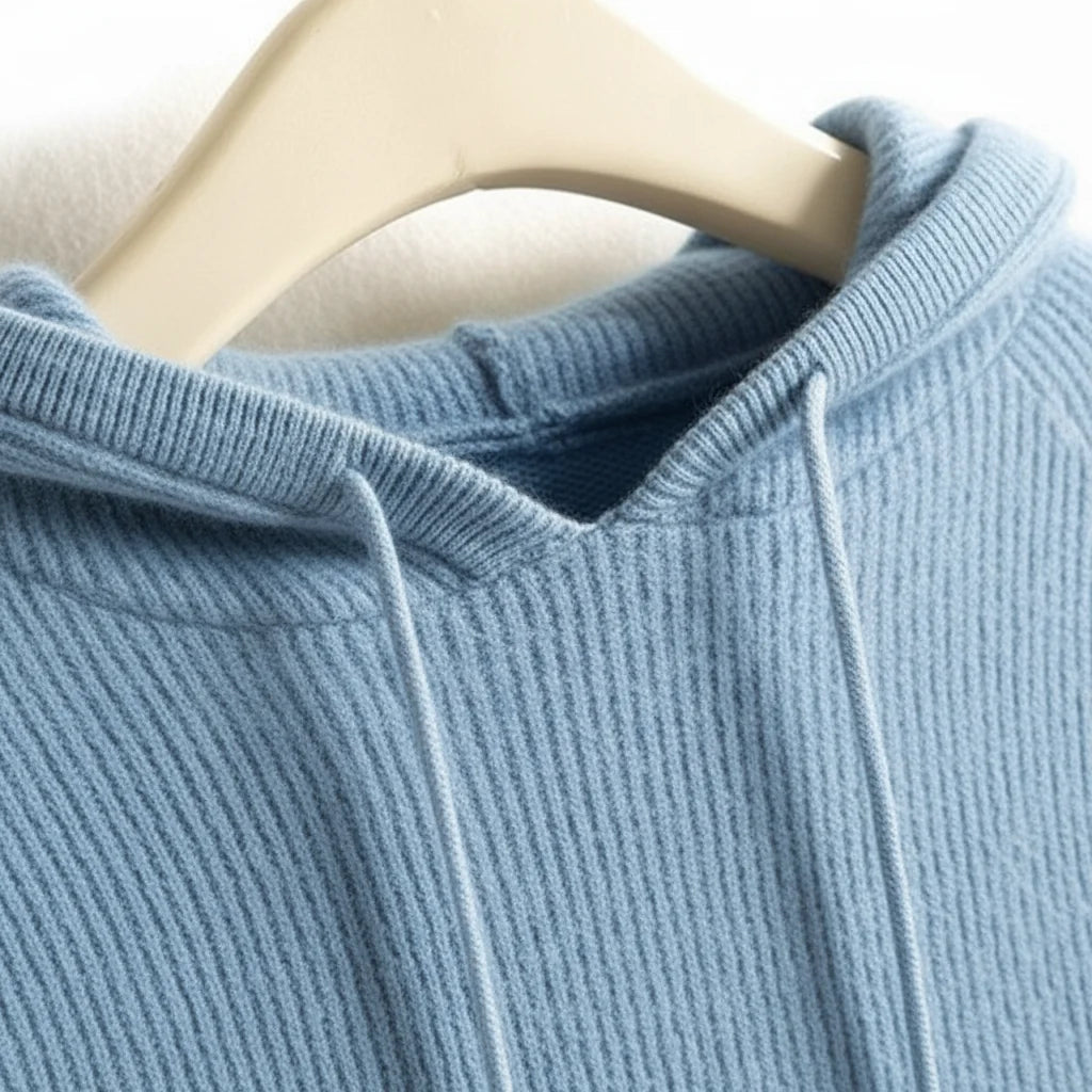 Women's Cashmere-Blend Hoodie in Blue
