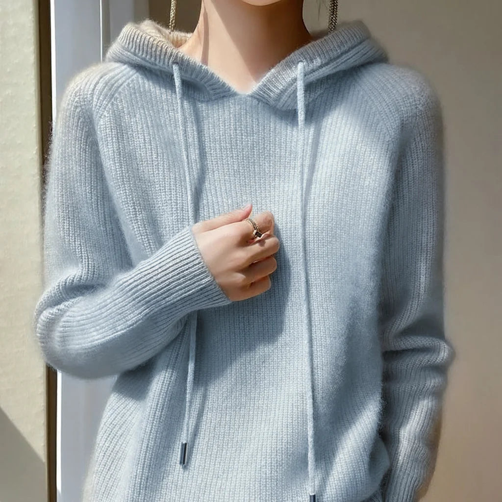 Women's Cashmere-Blend Hoodie in White