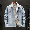 Men's Sherpa-Lined Denim Jacket in Light Blue