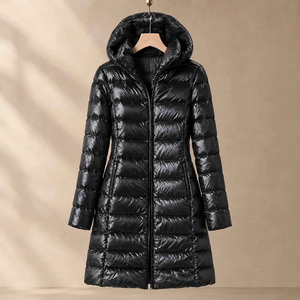 Women's Cashmere Down Puffer Jacket in Black