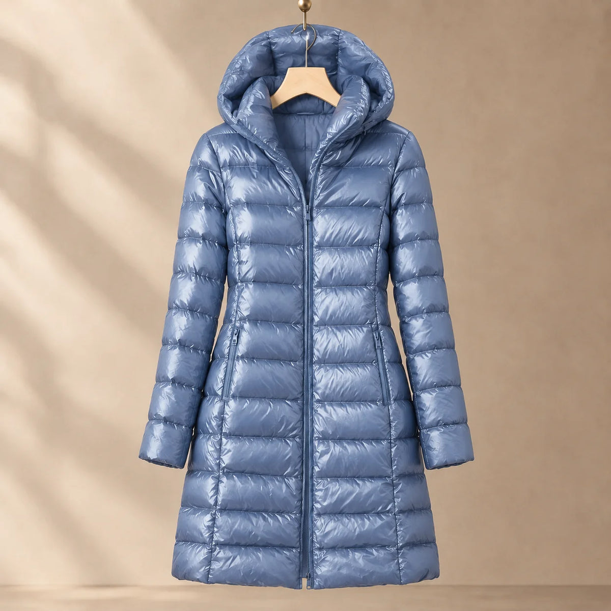 Women's Cashmere Down Puffer Jacket – Hood Detail
