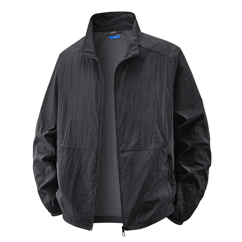 Men's Zip-Up Longline Jacket in Black