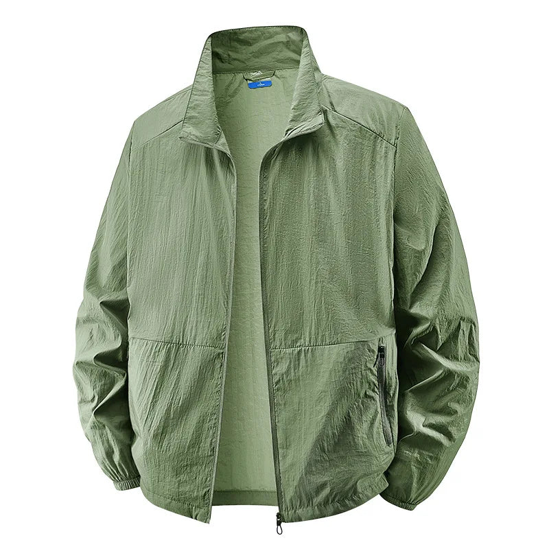 Men's Zip-Up Longline Jacket in Green