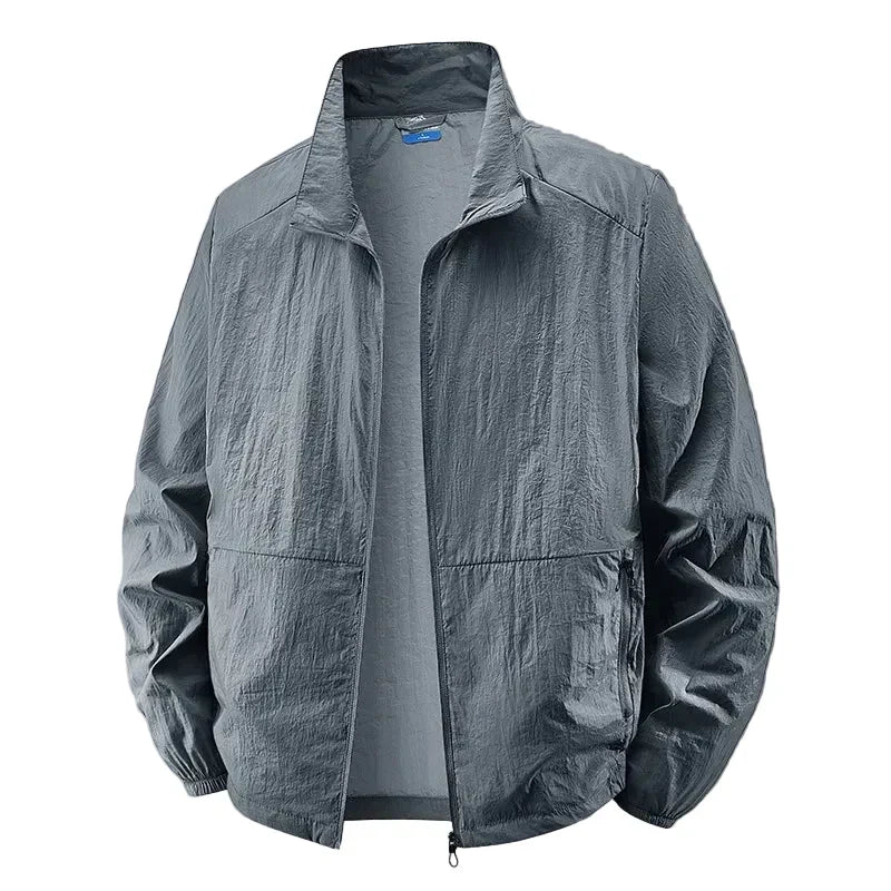Men's Zip-Up Longline Jacket in Dark Gray
