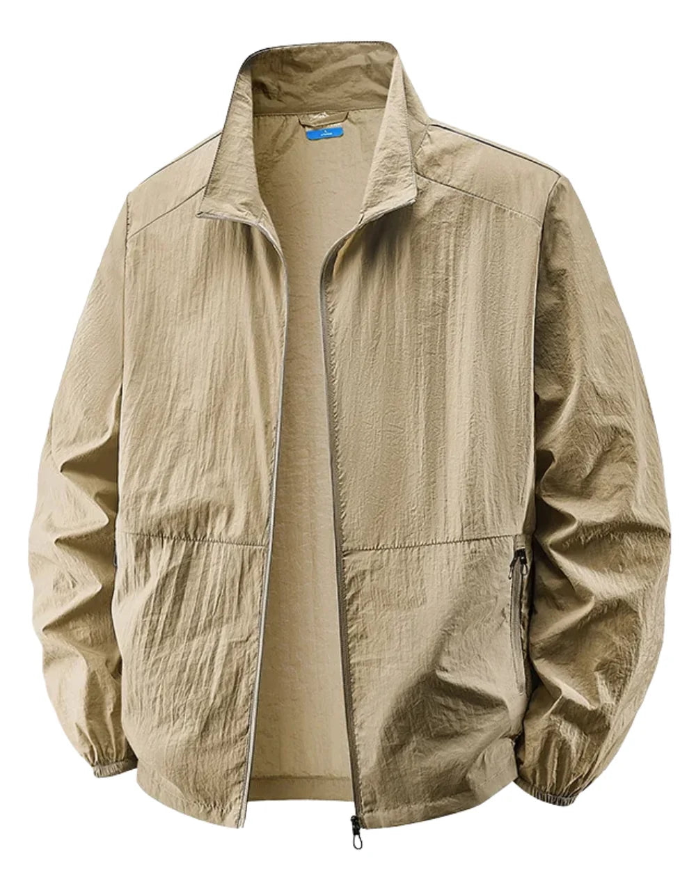 Men's Zip-Up Longline Jacket in Khaki