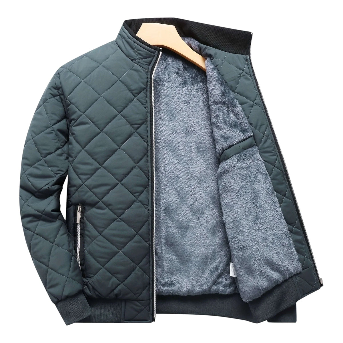 Men's Diamond-Quilted Padded Jacket in Brown