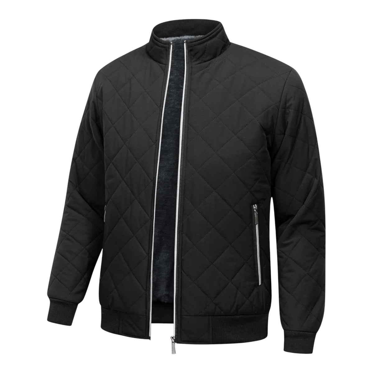 Men's Diamond-Quilted Padded Jacket – Collar Detail