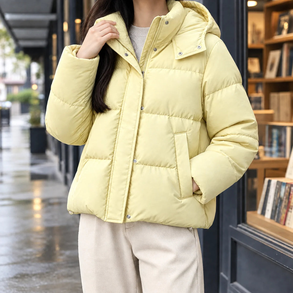 Women's Hooded Puffer Jacket in Morning Mist Purple