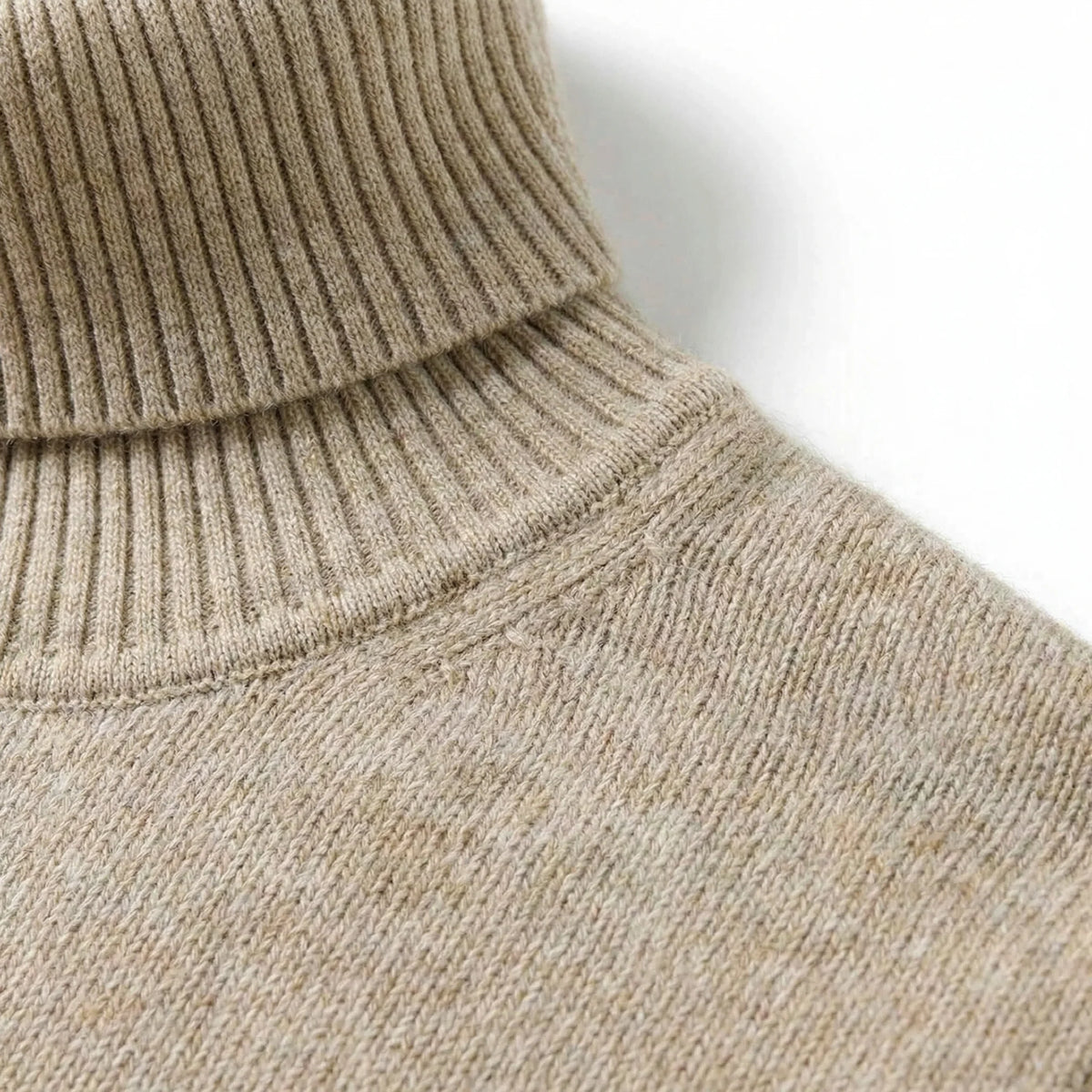 Men's Merino Wool Turtleneck Sweater – Detail View