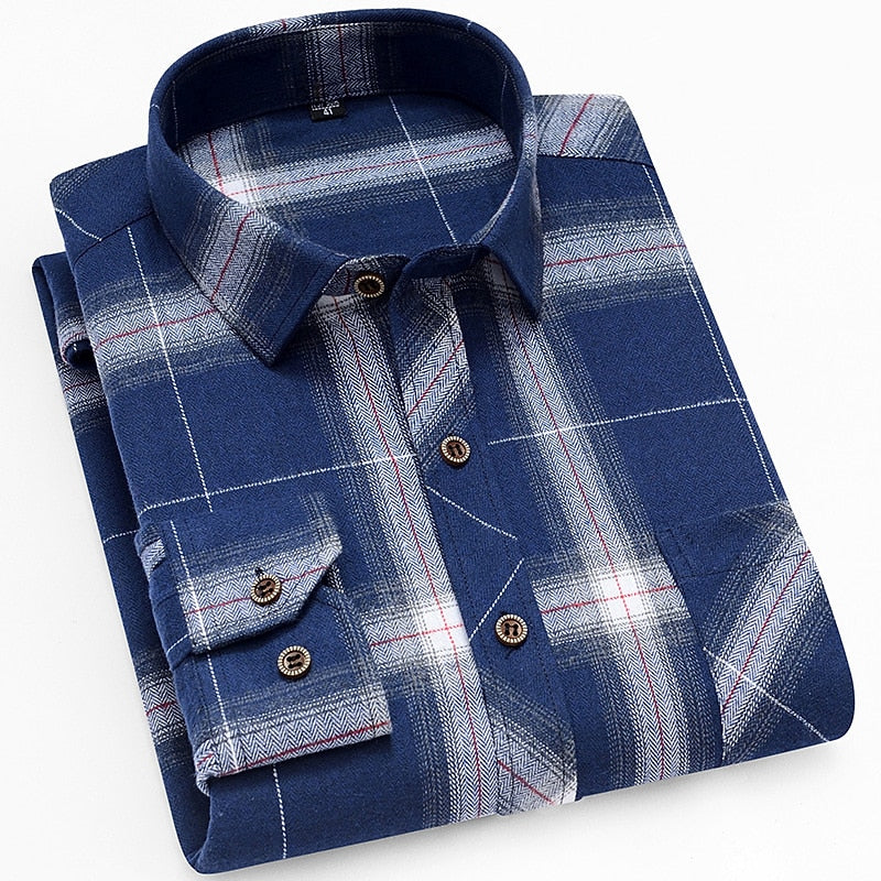 Men's blue classic checked shirt