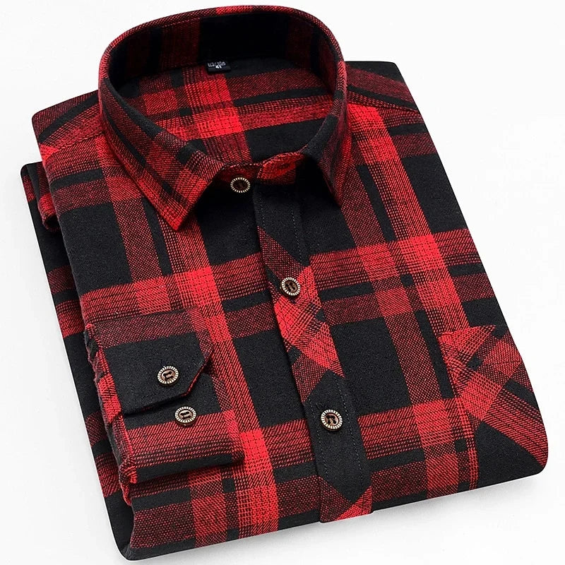 Men's wine classic checked shirt