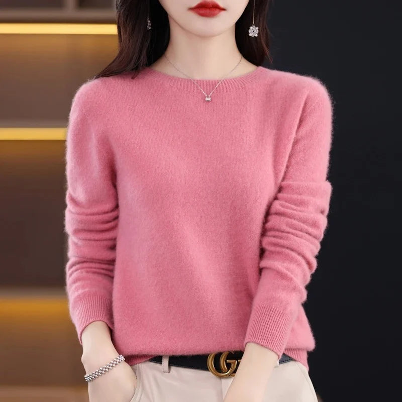 Women's ribbed crewneck sweater in lilac