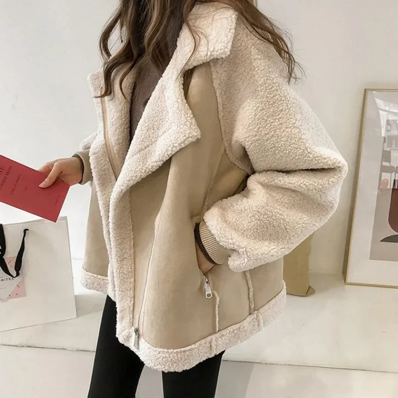 Women's Faux Shearling Jacket in Ivory