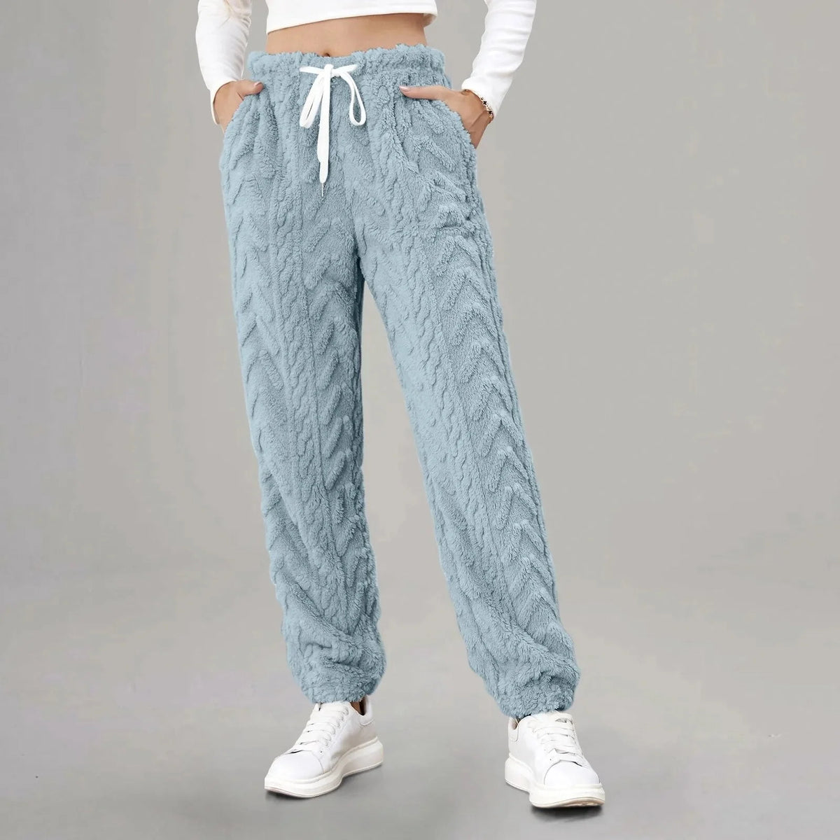 Women's Fleece Jogger Sweatpants in Sky Blue