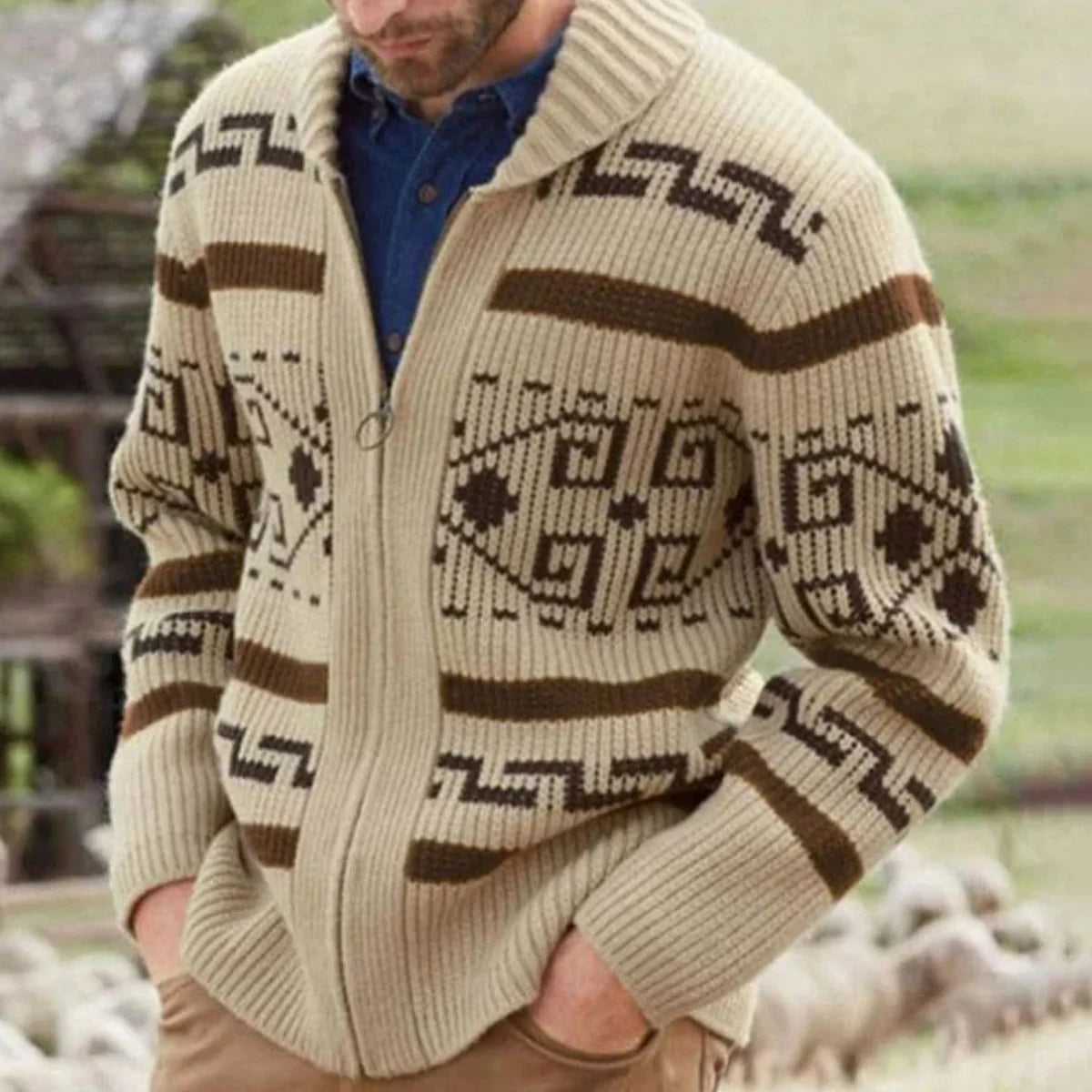 Men's Zip-Front Cardigan – Back View