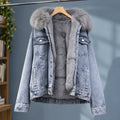Women's Sherpa-Lined Denim Jacket in Blue