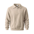 Men's Quarter-Zip Cable Knit Sweater in Khaki