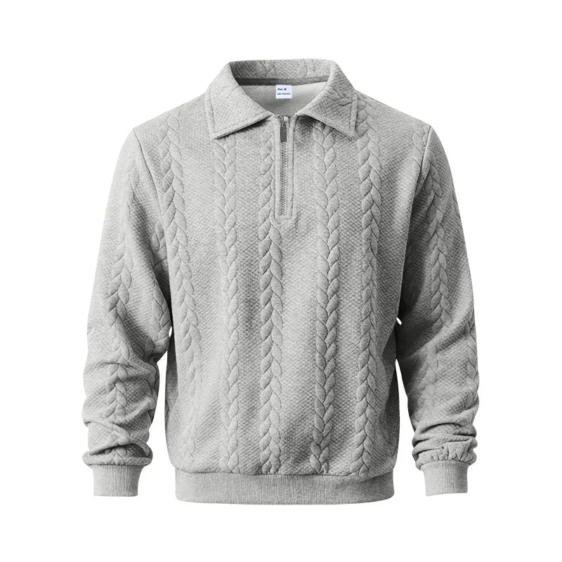 Men's Quarter-Zip Cable Knit Sweater in Gray