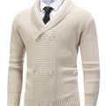 Men's Double-Breasted Shawl Collar Cardigan in Apricot