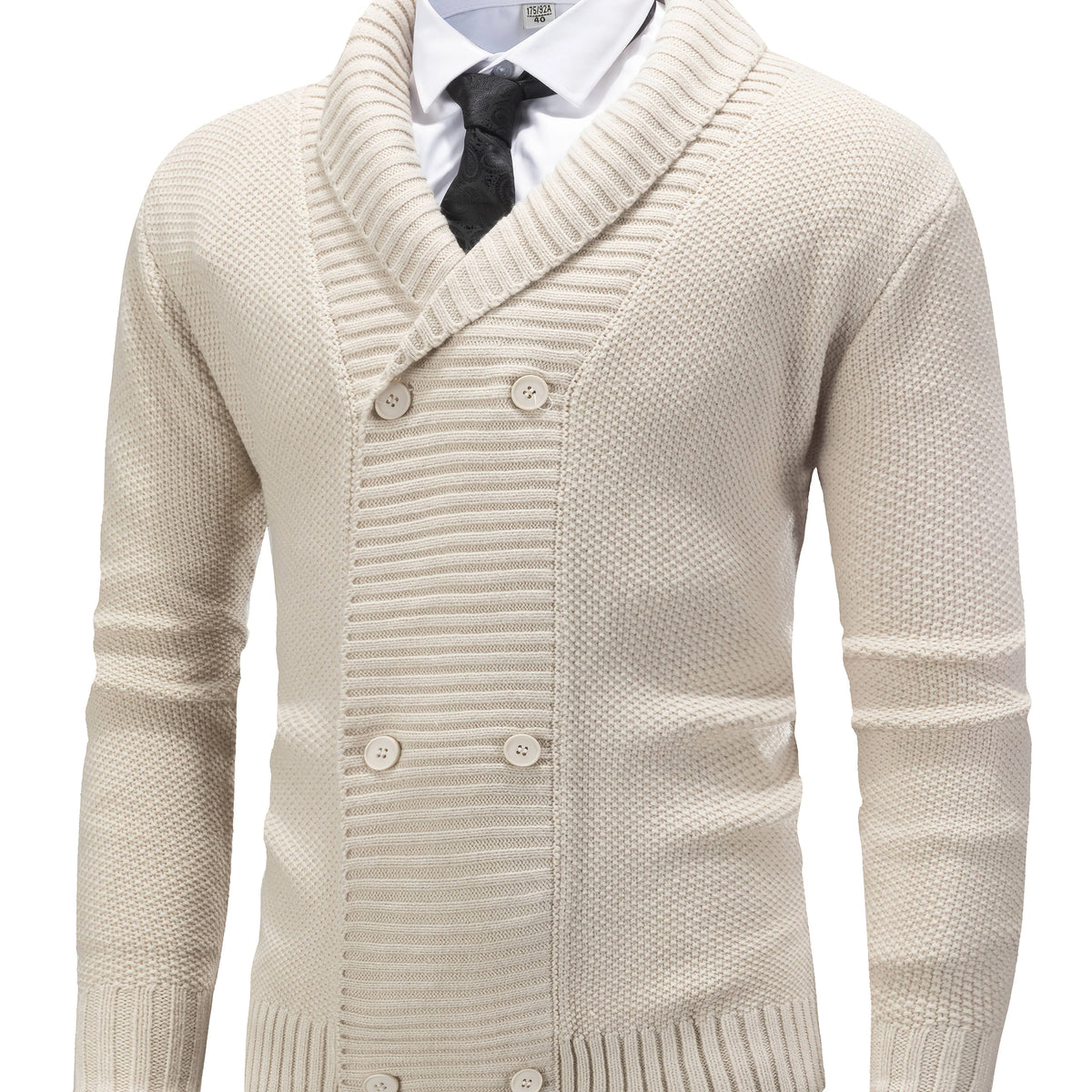 Men's Double-Breasted Shawl Collar Cardigan in Apricot