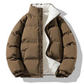 Men's Quilted Puffer Jacket in Brown
