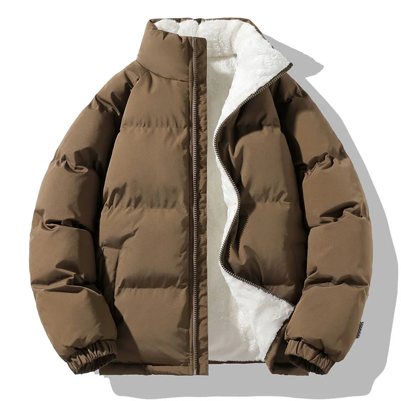 Men's Quilted Puffer Jacket in Brown
