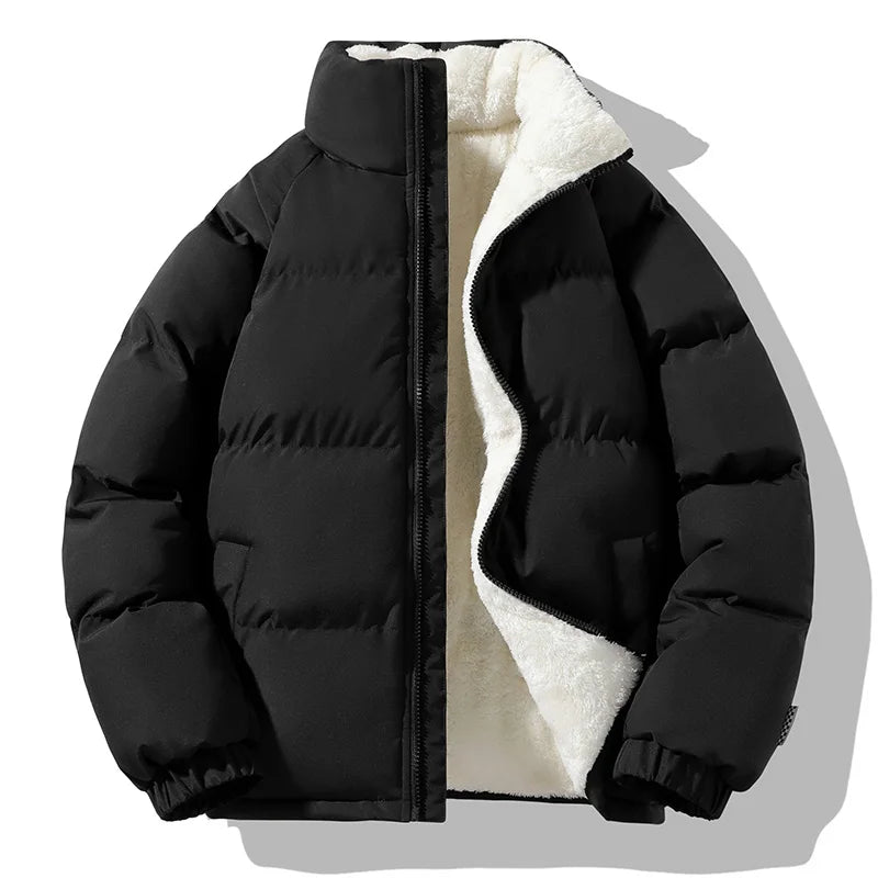 Men's Quilted Puffer Jacket in Black