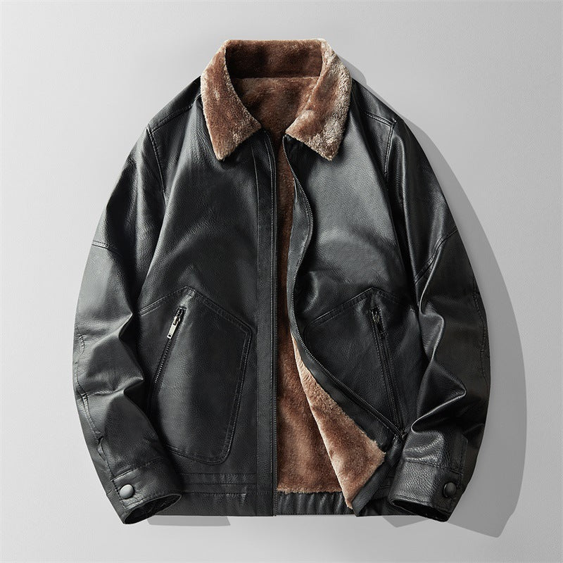 Men's Shearling Bomber Jacket in Iron Black