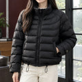 Women's cropped quilted jacket in black with drawcord hem