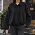 Women's Suede Blouson Jacket in Black