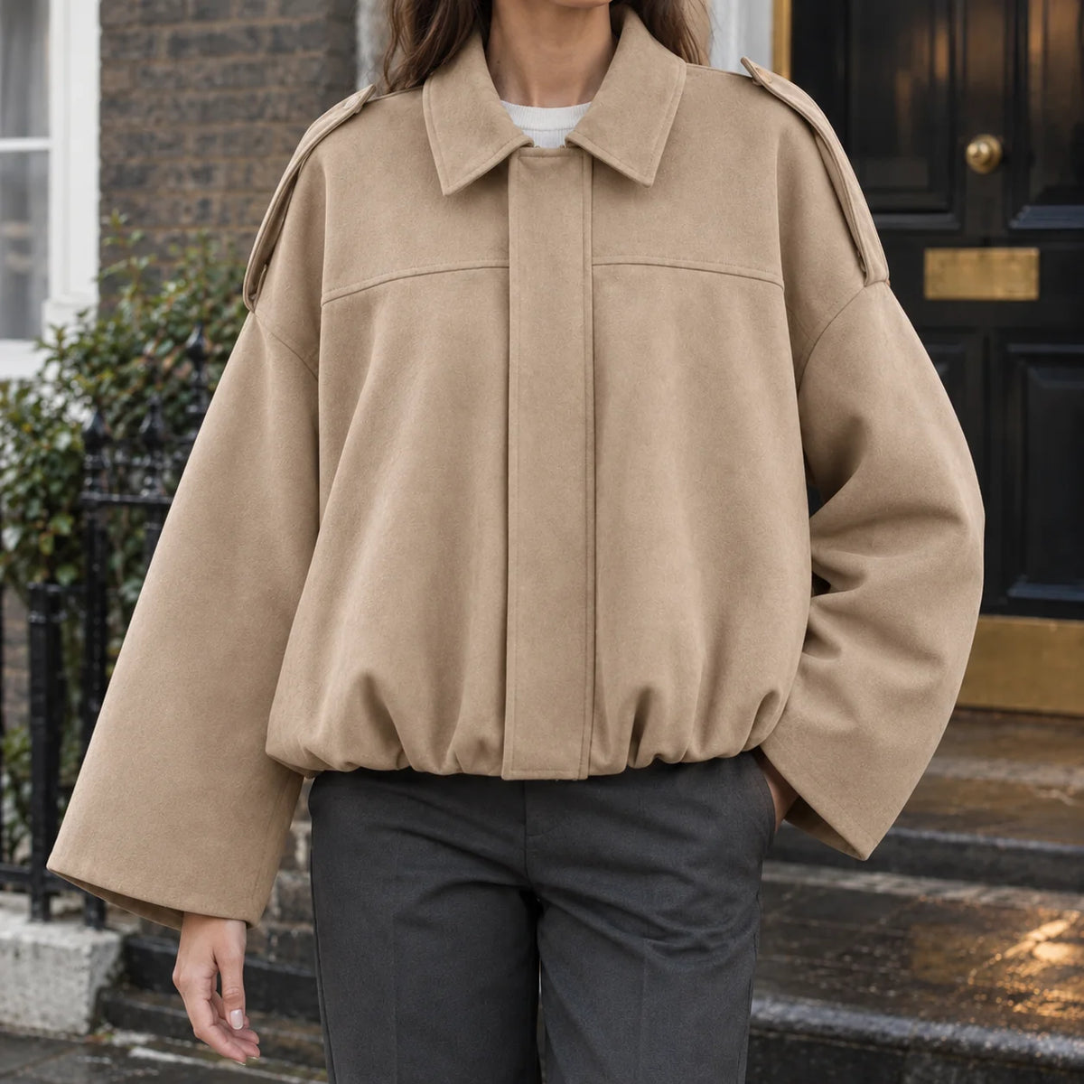 Women's Suede Blouson Jacket – Sleeve Detail
