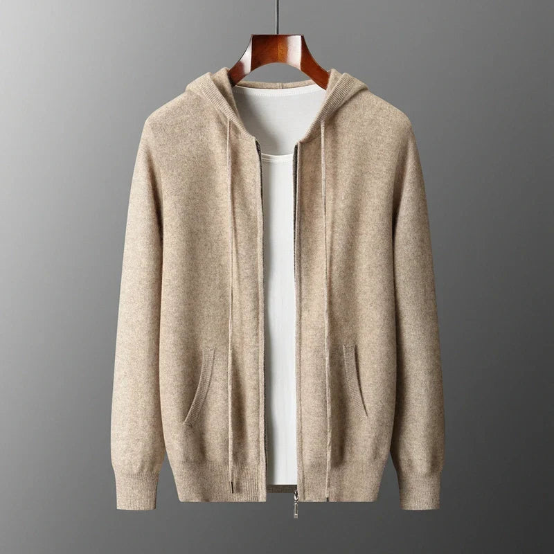 Men's Cashmere Zip Hoodie – Detail View