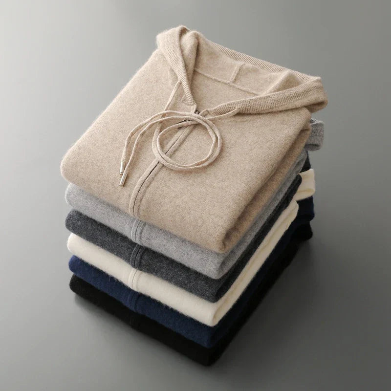 Men's Cashmere Zip Hoodie – Detail View