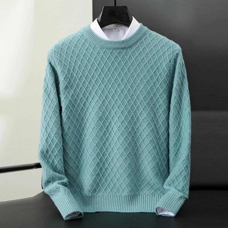 Men's Cashmere Crew Sweater in Teal