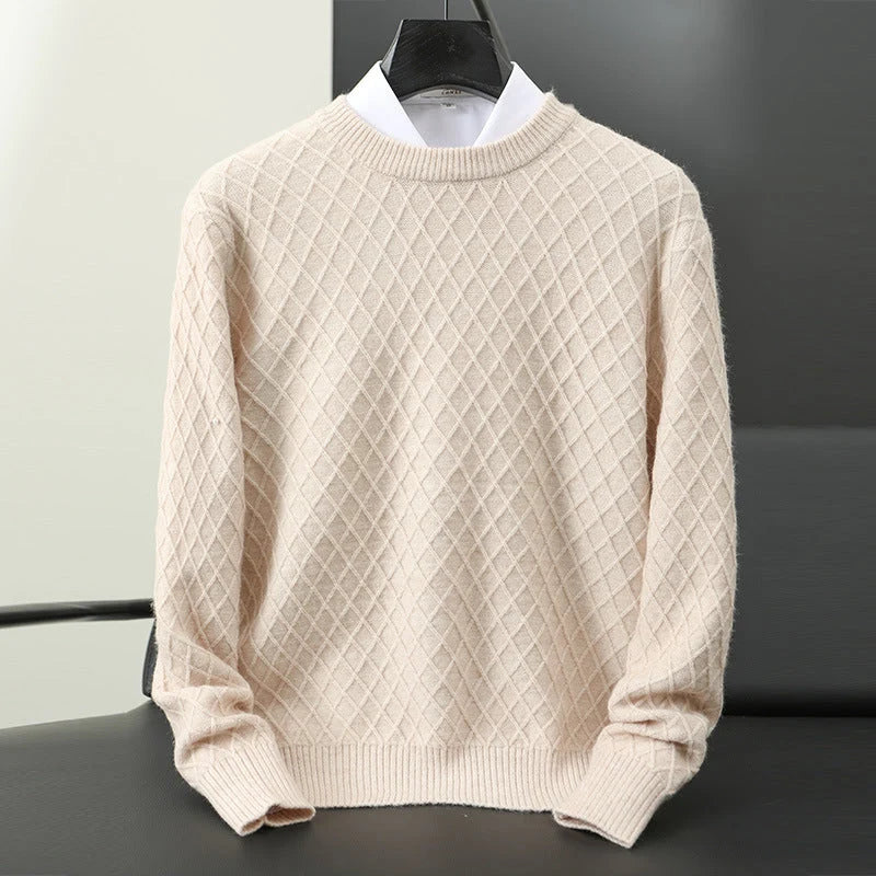 Men's Cashmere Crew Sweater in Beige