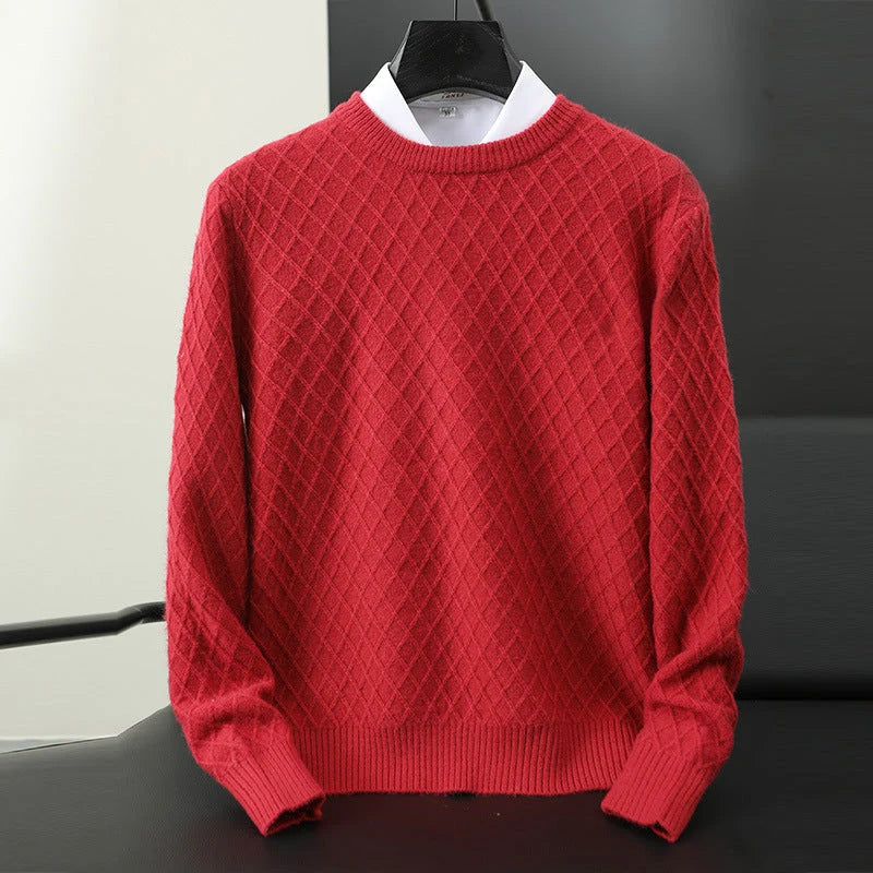 Men's Cashmere Crew Sweater in Red