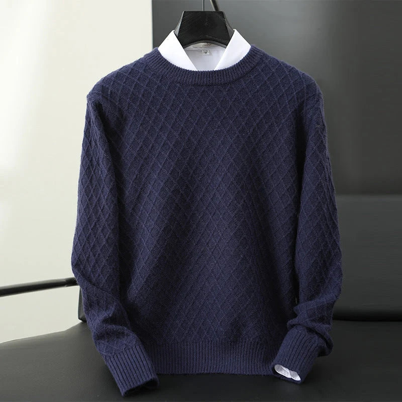 Men's Cashmere Crew Sweater in Navy
